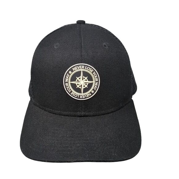 Never Loose Your Way Snapback Trucker Hat Black OSFA Adjustable Mesh Back - Picture 1 of 6